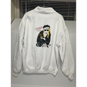 VINTAGE Fashion Jerzees Sweater Biker XL 1/4 Zip Super Sweat Mock Neck